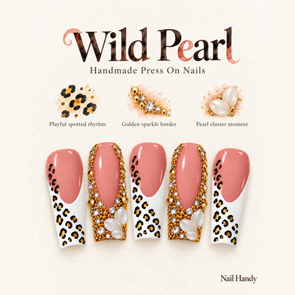Blush Leopard Jewels Press-On Nails - press-on nail design concept and illustrated product story