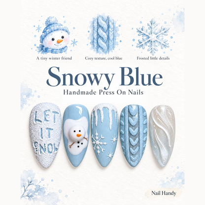 Snowday Sweater Press-On Nails in Icy Blue - press-on nail design concept and illustrated product story