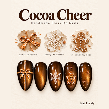 Gingerbread Amber Glow Press-On Nails - press-on nail design concept and illustrated product story