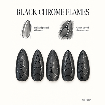 Midnight Web Press-On Nails — Black 3D Texture - press-on nail design concept and illustrated product story