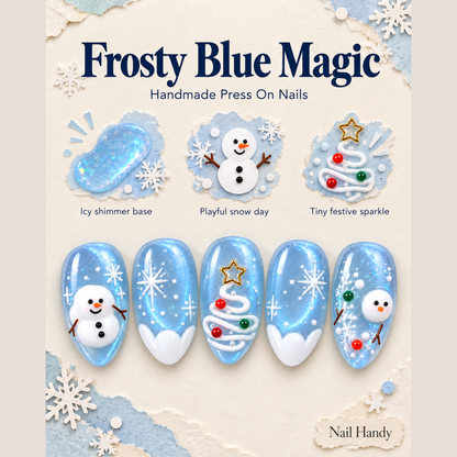 Snowman Ice Parade Press-On Nails Christmas Design - press-on nail design concept and illustrated product story