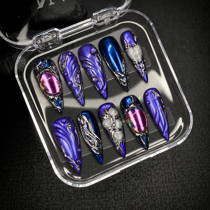 Purple Chrome Y2K Press-On Nails