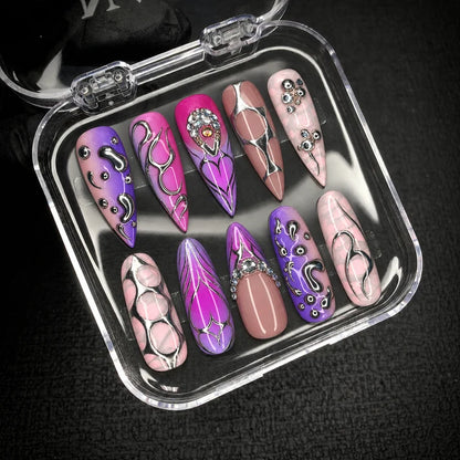 Purple Chrome Y2K Press-On Nails