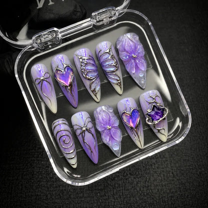 Purple Chrome Y2K Press-On Nails
