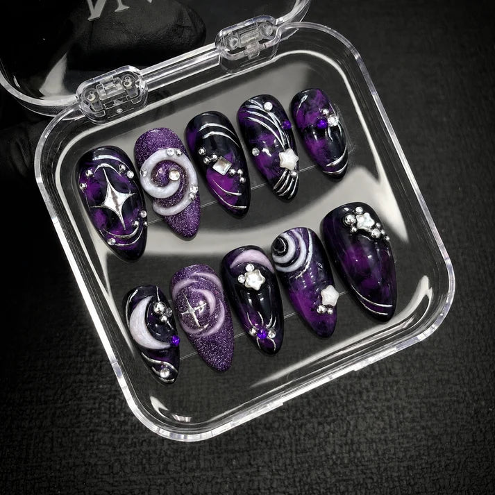 Purple Chrome Y2K Press-On Nails