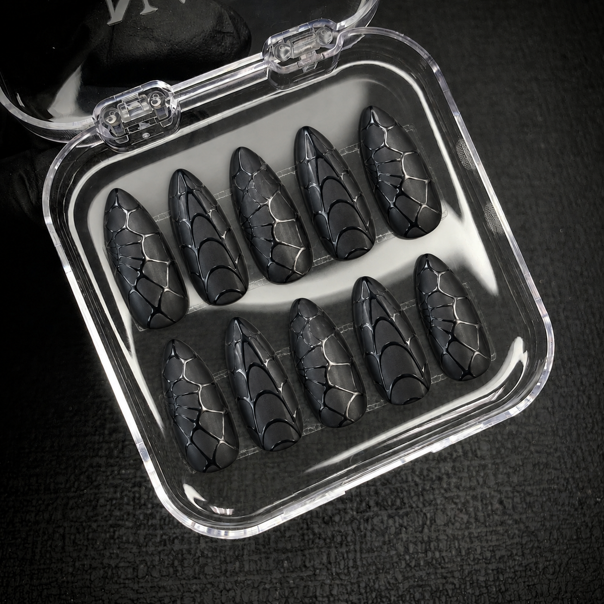 Open Nail Handy package presentation for the Midnight Web nail set.