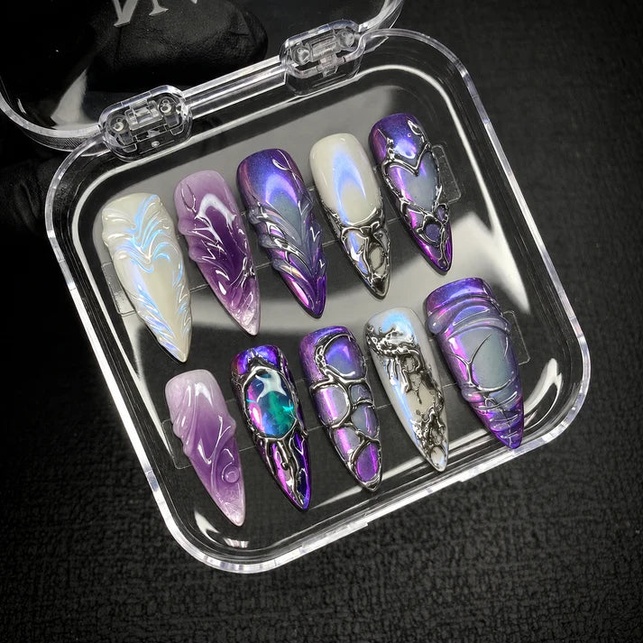 Purple Chrome Y2K Press-On Nails