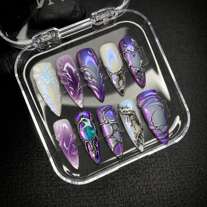 Purple Chrome Y2K Press-On Nails