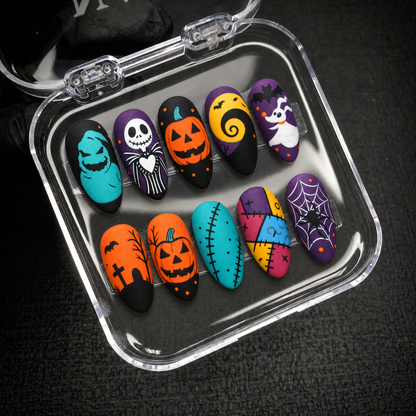 Open Nail Handy branded package box with the Spooky Storybook press-on nail set.