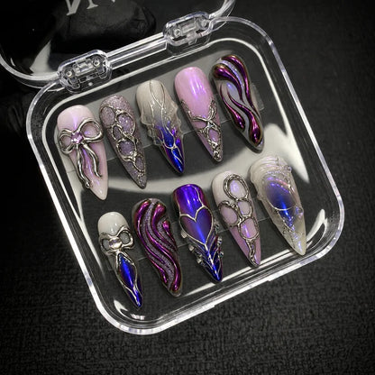 Purple Chrome Y2K Press-On Nails