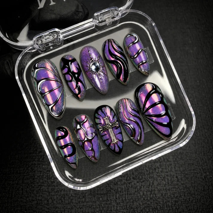 Purple Chrome Y2K Press-On Nails