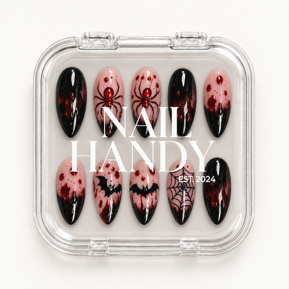Nail Handy branded package for the Crimson Web press-on nail set.