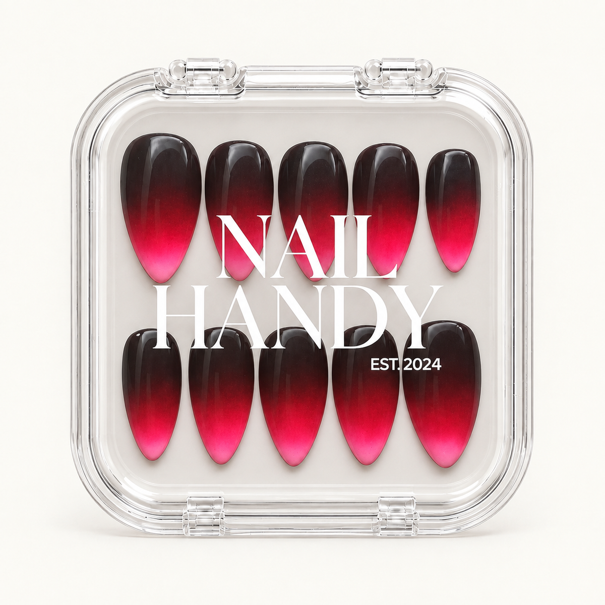 Nail Handy branded package for the Midnight Fuchsia Fade press-on nail set.