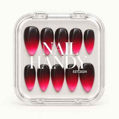 Nail Handy branded package for the Midnight Fuchsia Fade press-on nail set.