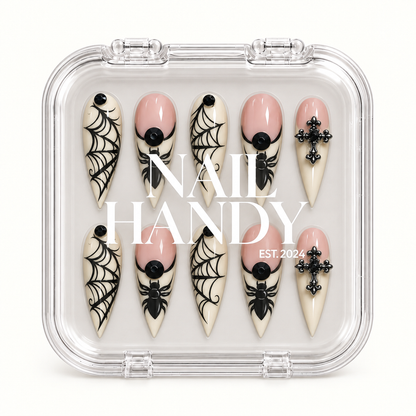 Nail Handy branded package for the Midnight Web Cross nail set.
