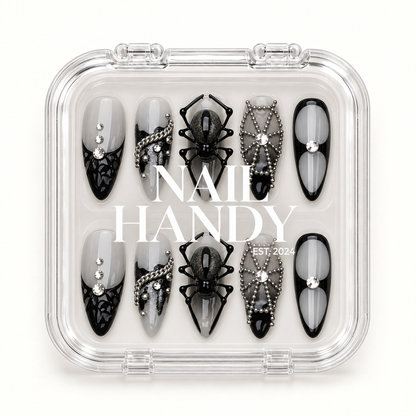 Nail Handy branded package box for the Midnight Web press-on nail set.