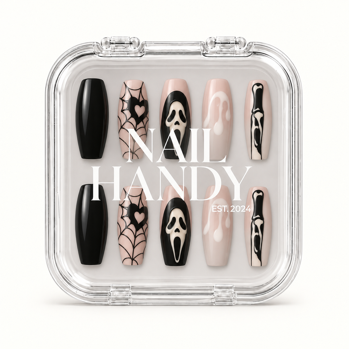 Nail Handy package box for the Webbed Noir press-on nail set