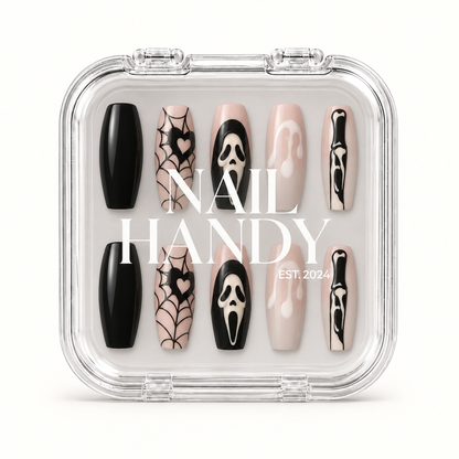 Nail Handy package box for the Webbed Noir press-on nail set
