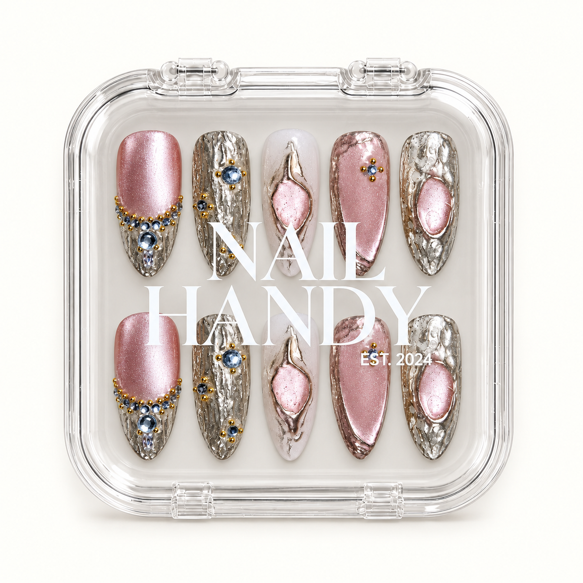 Nail Handy branded package box for the Gilded Rose Cat Eye press-on nail set.