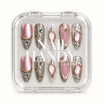 Nail Handy branded package box for the Gilded Rose Cat Eye press-on nail set.