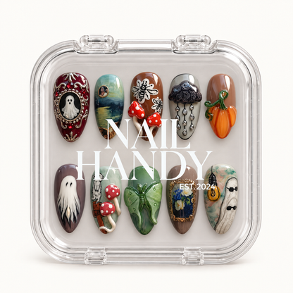 Closed Nail Handy branded package box for the Mosslight Manor nail set.