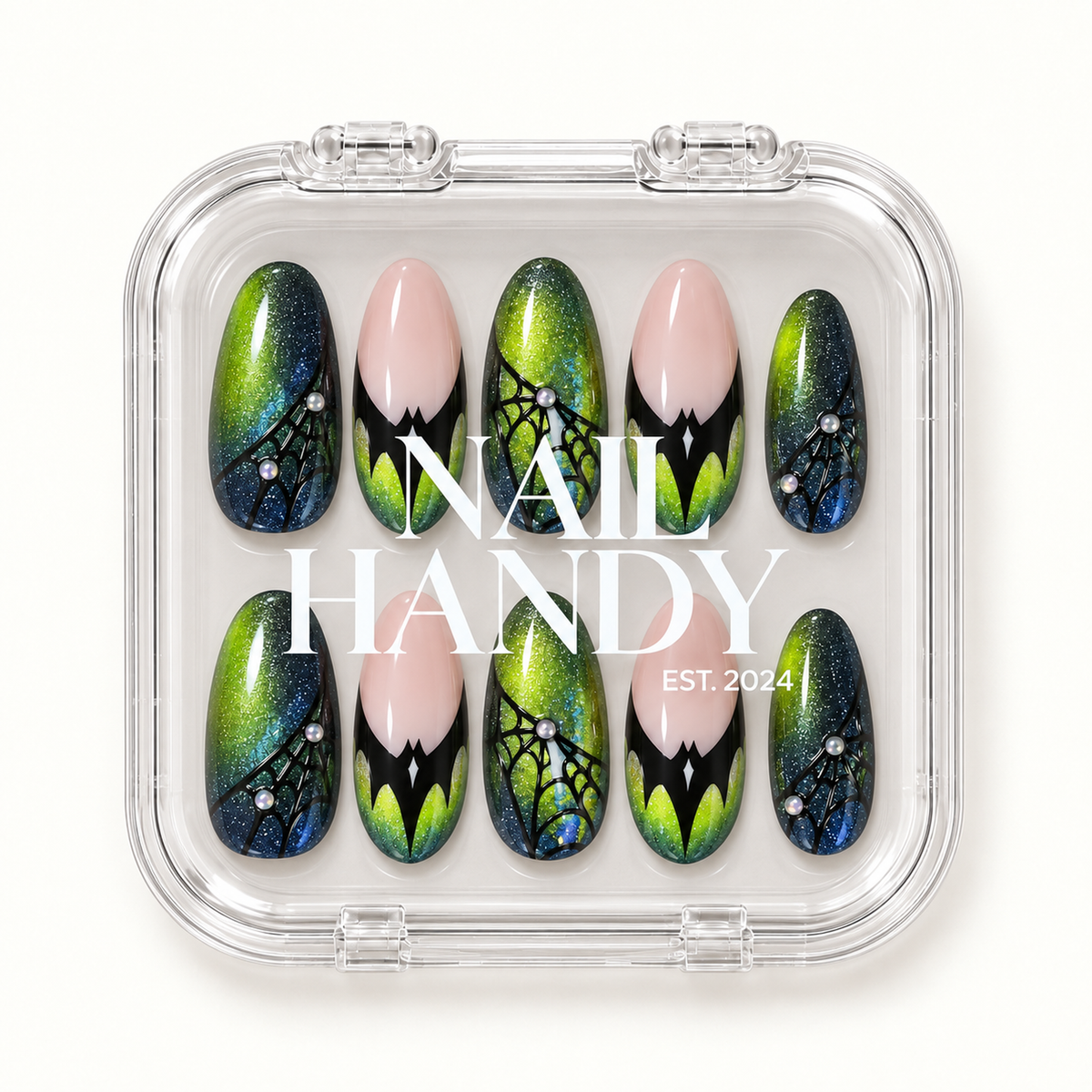 Nail Handy branded package for the Venom Web press-on nail set
