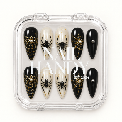 Nail Handy branded package for the Midnight Web press-on nail set