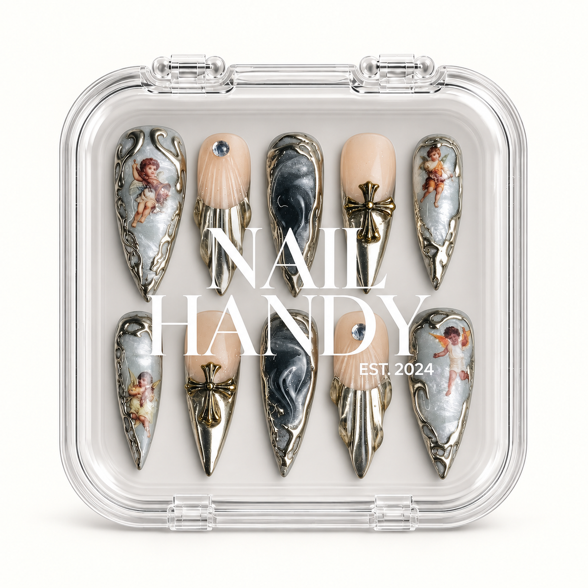 Nail Handy branded package for the Fallen Angel press-on nail set.