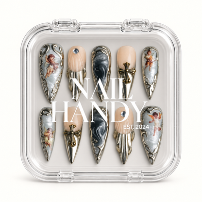 Nail Handy branded package for the Fallen Angel press-on nail set.