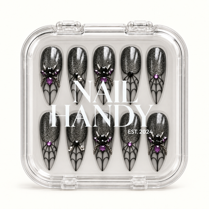 Nail Handy branded package box for the Midnight Web press-on nail set.