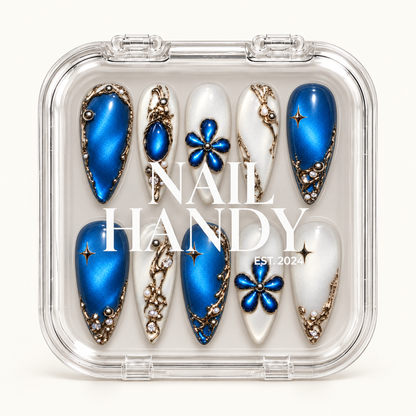 Clear Nail Handy package displaying ten blue and white nails arranged in two rows beneath the printed brand name.