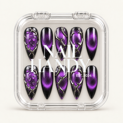 Closed Nail Handy branded package box for the Violet Thorn Veil press-on nail set.