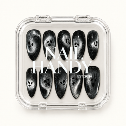 Nail Handy branded package box for the Midnight Ghost Shimmer press-on nail set