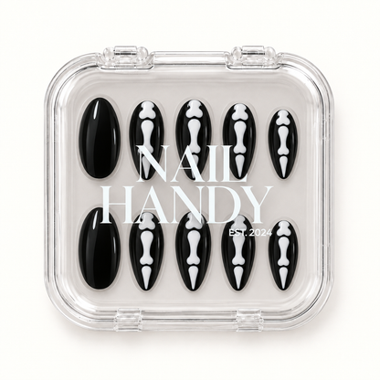 Nail Handy branded package box for the Midnight Bonework press-on nail set.