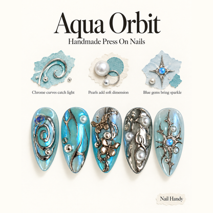 Glacial Cyber Butterfly Press-On Nails - press-on nail design concept and illustrated product story