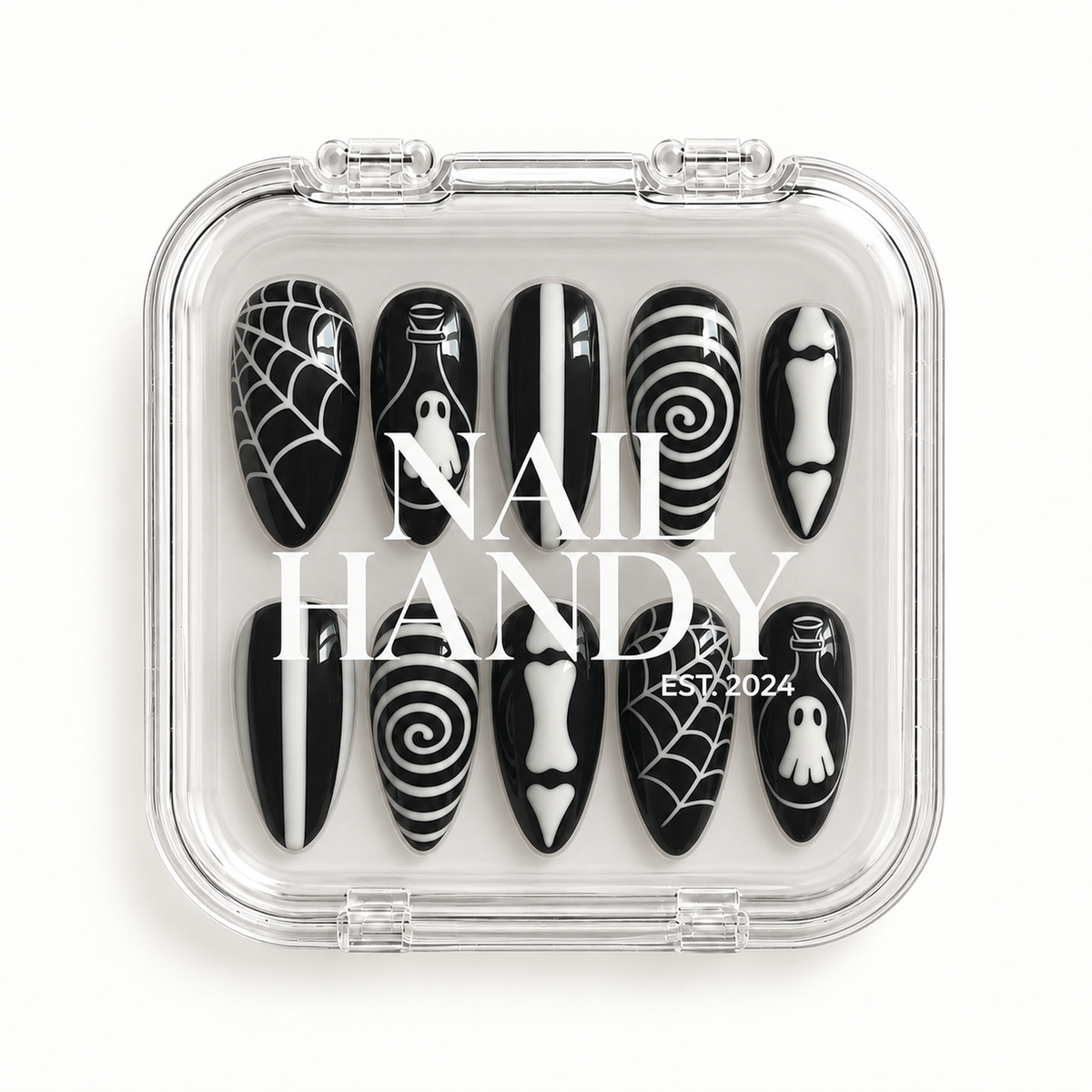 Nail Handy branded package box for the Midnight Spirit Web press-on nail set.