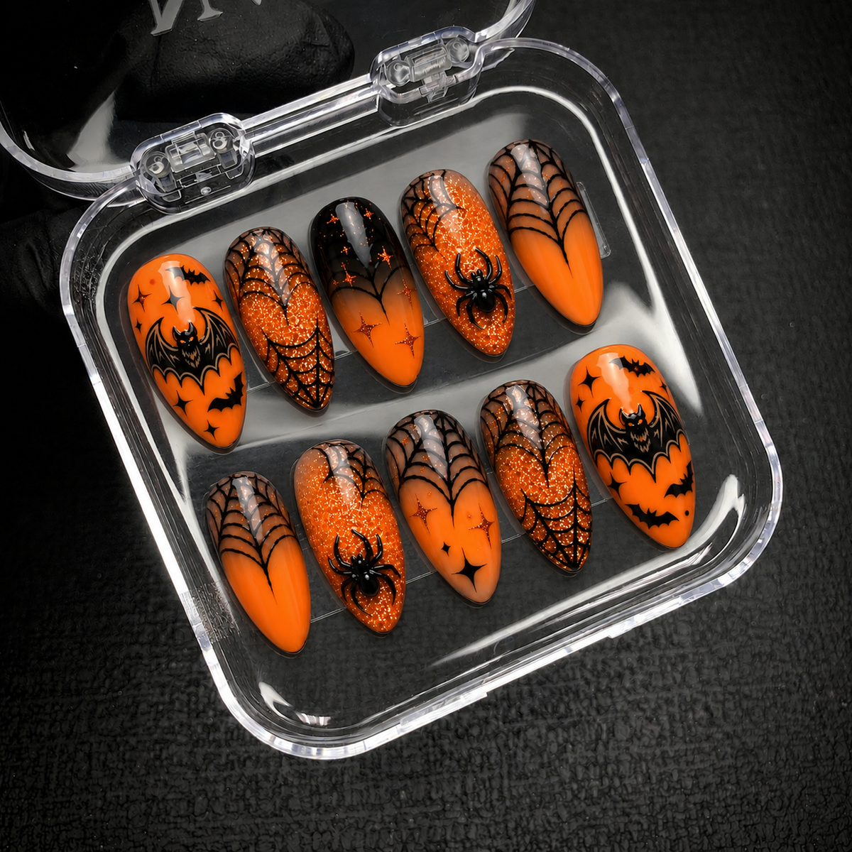Open Nail Handy package displaying the Ember Web press-on nail set