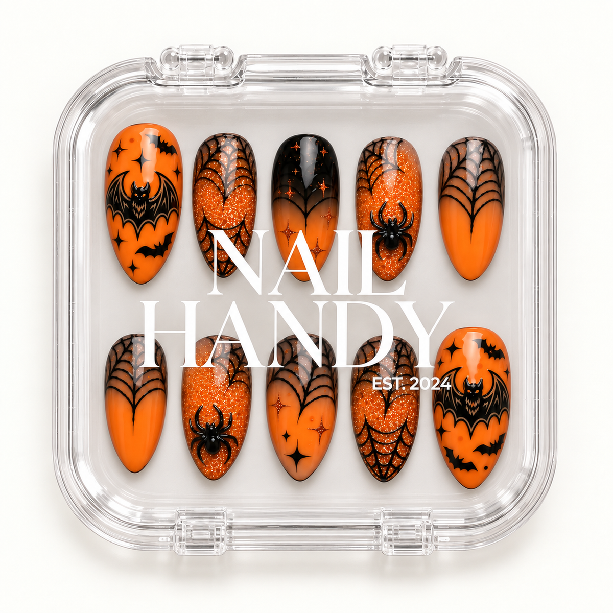 Nail Handy branded package for the Ember Web Halloween press-on nail set