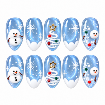 Snowman Ice Parade Press-On Nails Christmas Design