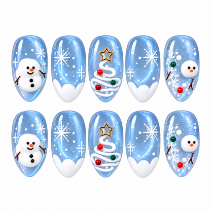 Snowman Ice Parade Press-On Nails Christmas Design