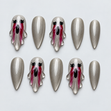 Phantom Tears Halloween Almond Press-On Nails