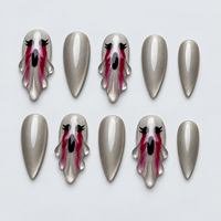 Phantom Tears Halloween Almond Press-On Nails
