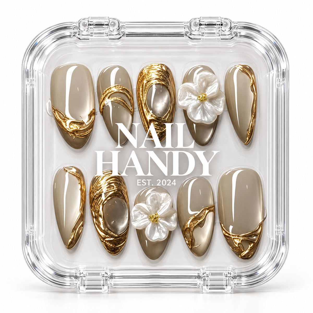 Champagne Sculpted Bloom Press-On Nails