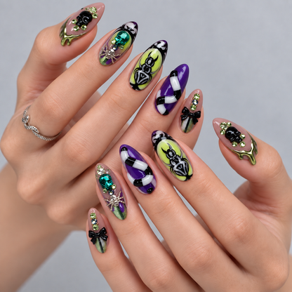 Toxic Relic Halloween Almond Press-On Nails