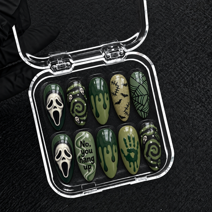 Dead Line Halloween Almond Press-On Nails