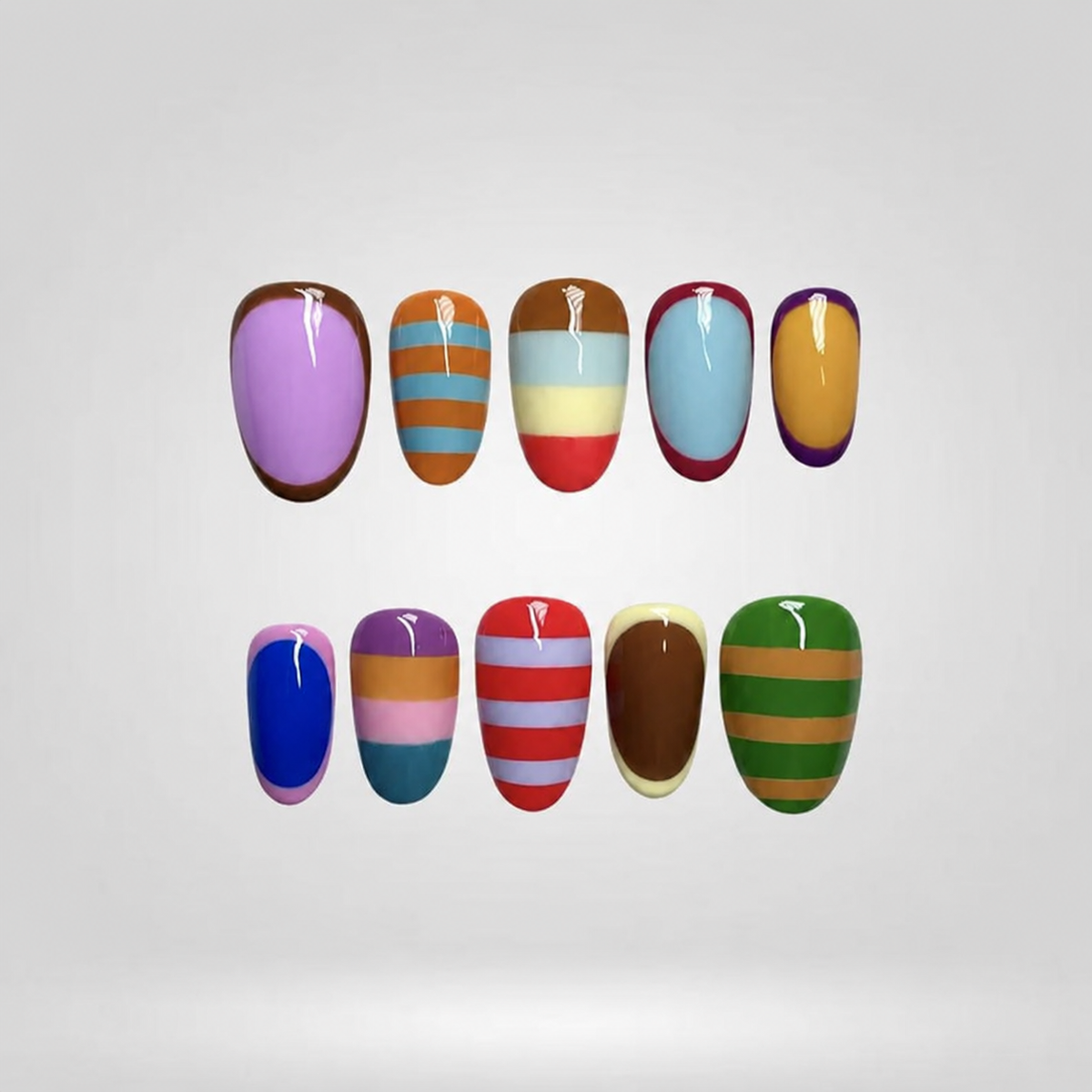 Retro Blanket Warm Stripes Press-On Nails