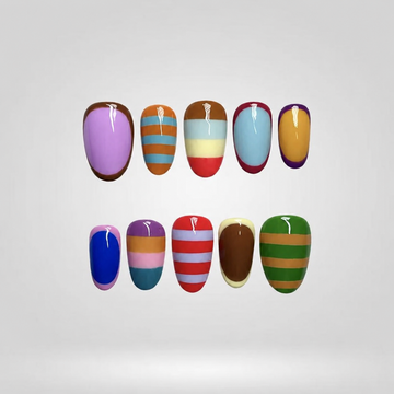 Retro Blanket Warm Stripes Press-On Nails
