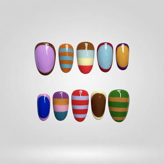 Retro Blanket Warm Stripes Press-On Nails
