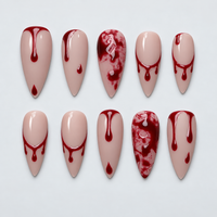 Crimson Drip Halloween Almond Press-On Nails