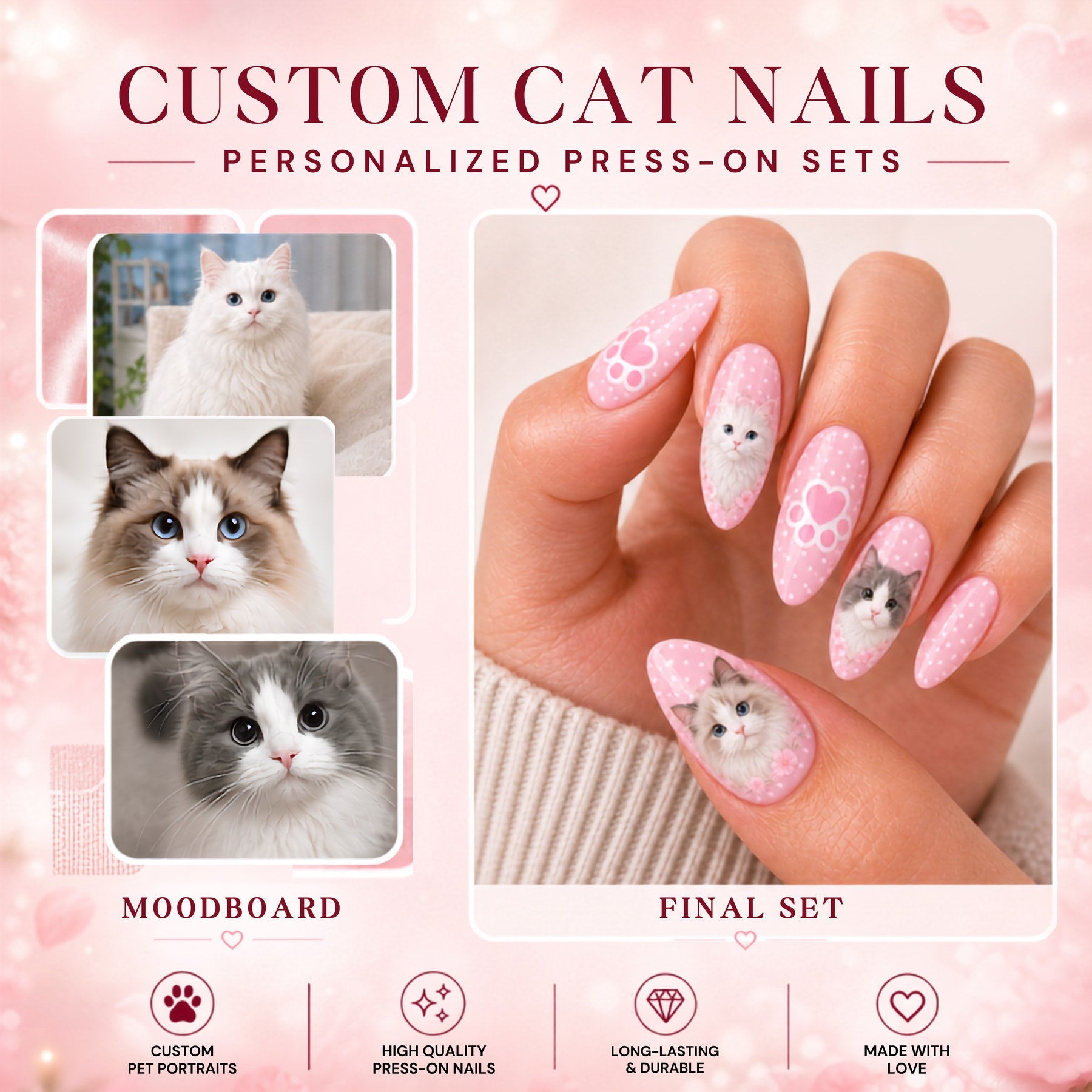 Custom Almond Photo Nails